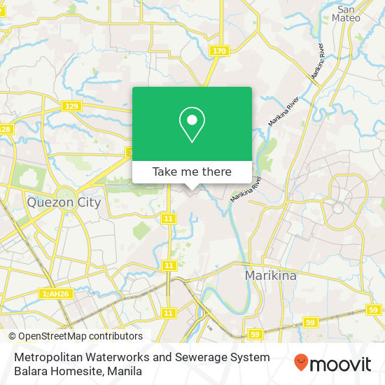 Metropolitan Waterworks and Sewerage System Balara Homesite map