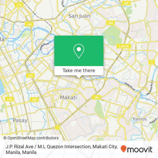 J.P. Rizal Ave / M.L Quezon Intersection, Makati City, Manila map