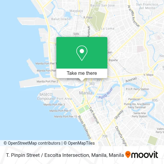 T. Pinpin Street / Escolta Intersection, Manila map