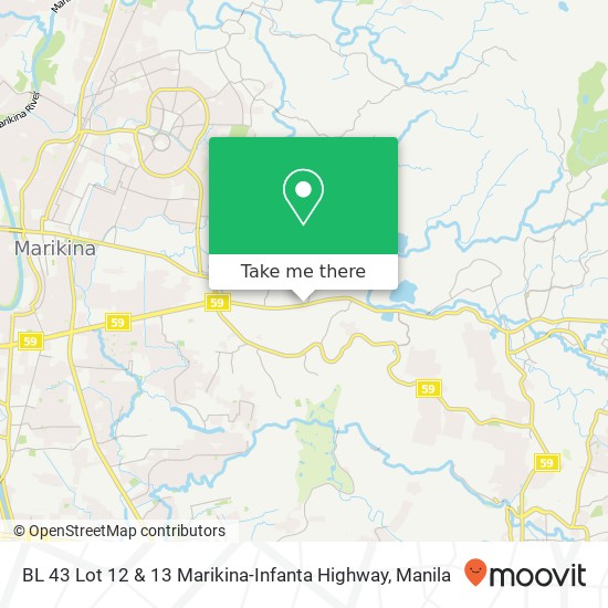 BL 43 Lot 12 & 13 Marikina-Infanta Highway map