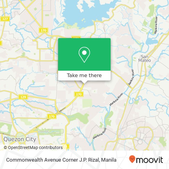 Commonwealth Avenue Corner J.P. Rizal map