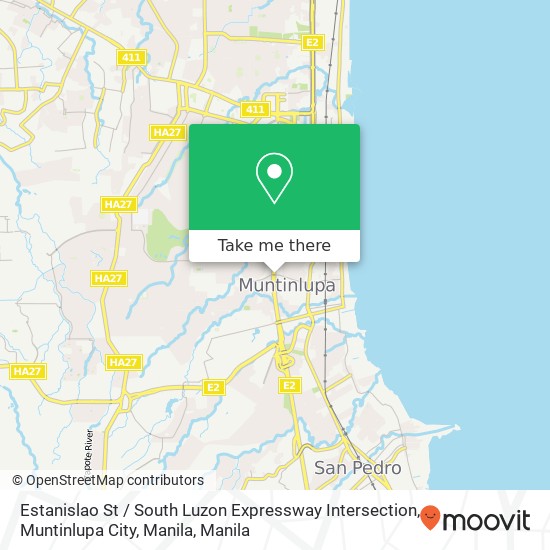 Estanislao St / South Luzon Expressway Intersection, Muntinlupa City, Manila map