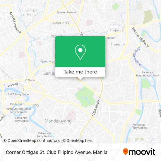 Corner Ortigas St. Club Filipino Avenue map