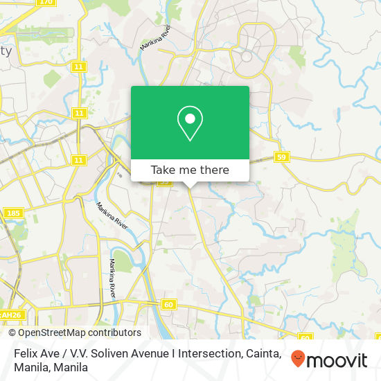 Felix Ave / V.V. Soliven Avenue I Intersection, Cainta, Manila map