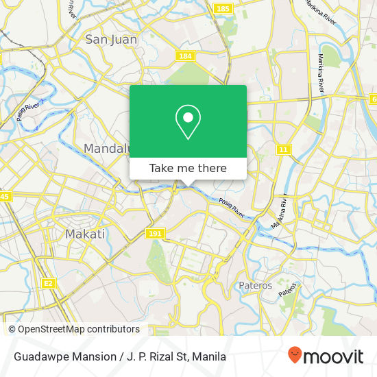 Guadawpe Mansion / J. P. Rizal St map