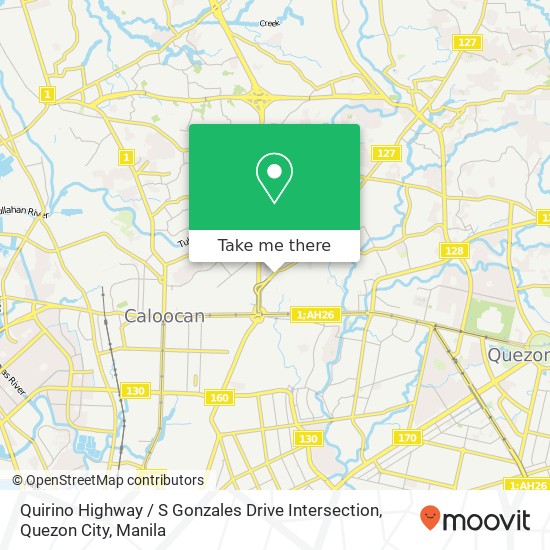 Quirino Highway / S Gonzales Drive Intersection, Quezon City map
