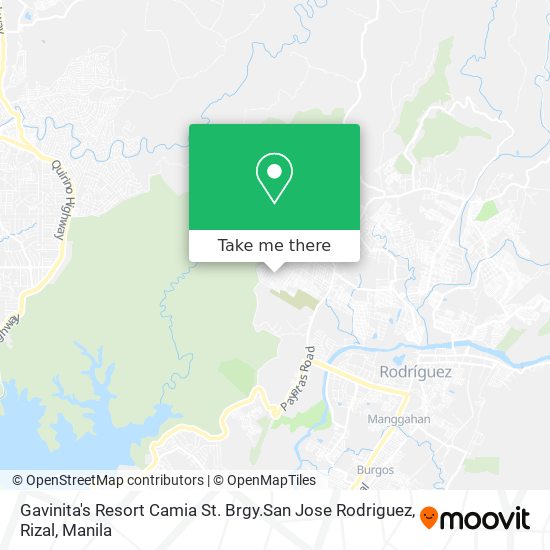 Gavinita's Resort Camia St. Brgy.San Jose Rodriguez, Rizal map