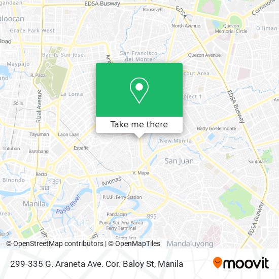 299-335 G. Araneta Ave. Cor. Baloy St map