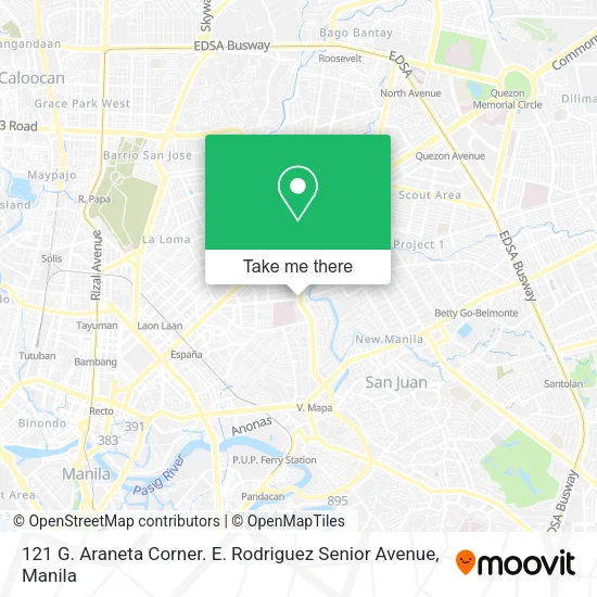 121 G. Araneta Corner. E. Rodriguez Senior Avenue map
