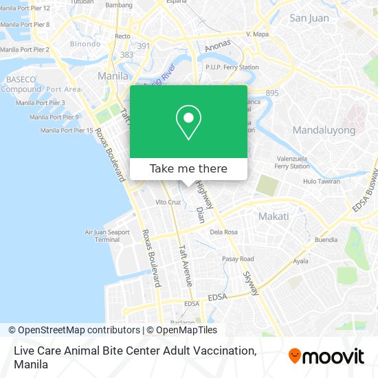 Live Care Animal Bite Center Adult Vaccination map