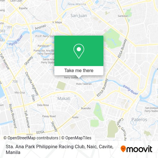 How to get to Sta. Ana Park Philippine Racing Club, Naic, Cavite in Makati City by bus or train?