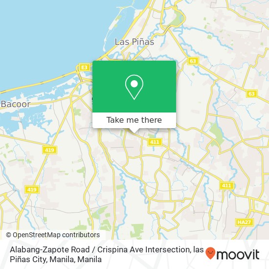 Alabang-Zapote Road / Crispina Ave Intersection, las Piñas City, Manila map