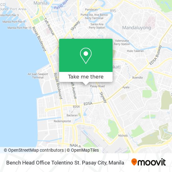 Bench Head Office Tolentino St. Pasay City map