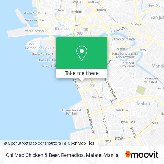 Chi Mac Chicken & Beer, Remedios, Malate map