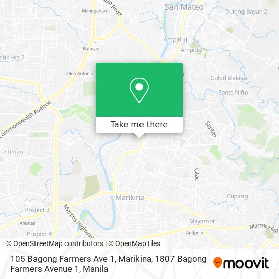 105 Bagong Farmers Ave 1, Marikina, 1807 Bagong Farmers Avenue 1 map