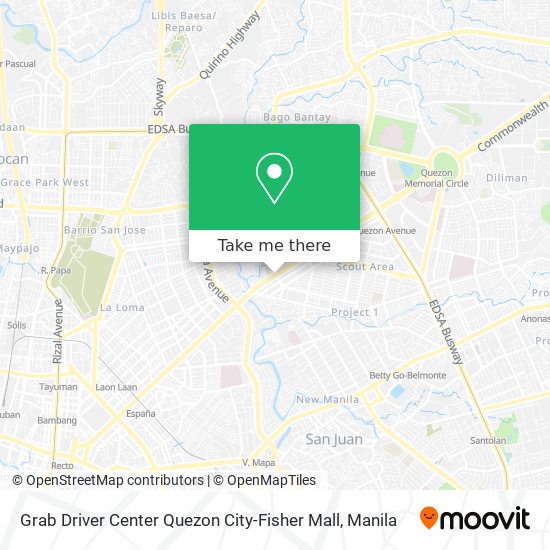 Grab Driver Center Quezon City-Fisher Mall map