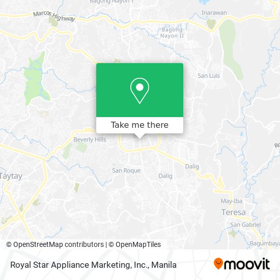 Royal Star Appliance Marketing, Inc. map