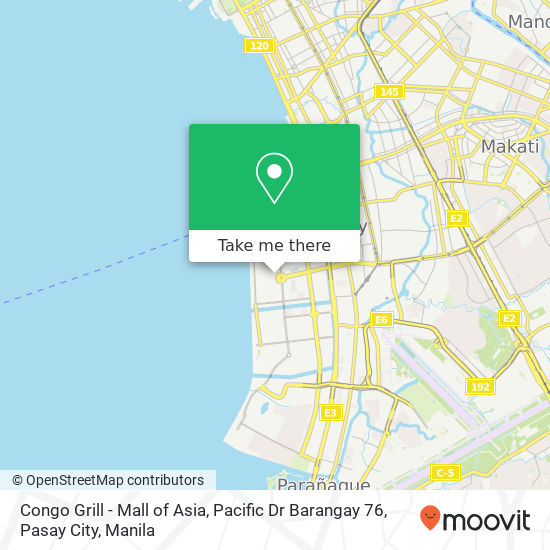 Congo Grill - Mall of Asia, Pacific Dr Barangay 76, Pasay City map