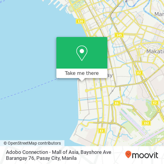 Adobo Connection - Mall of Asia, Bayshore Ave Barangay 76, Pasay City map