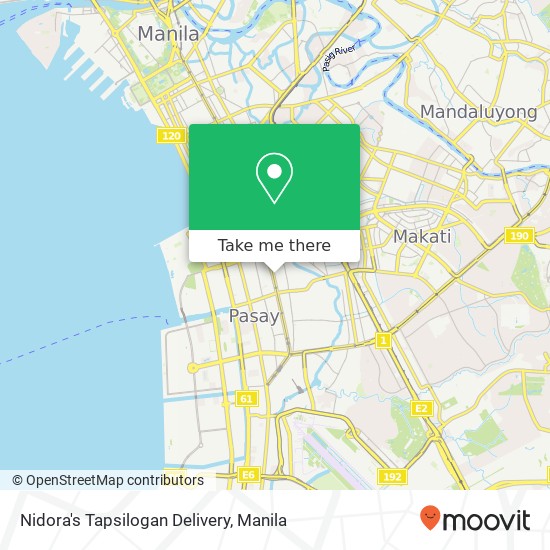 Nidora's Tapsilogan Delivery, Taft Ave Barangay 58, Pasay City map