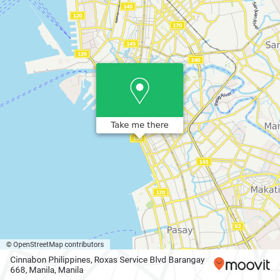 Cinnabon Philippines, Roxas Service Blvd Barangay 668, Manila map