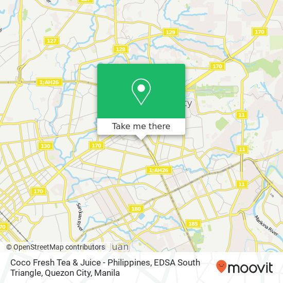 Coco Fresh Tea & Juice - Philippines, EDSA South Triangle, Quezon City map