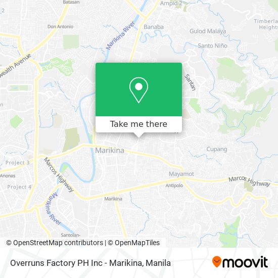 Overruns Factory PH Inc - Marikina map