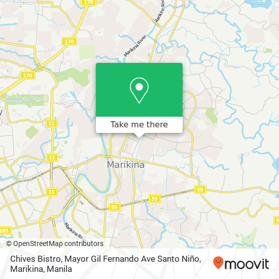 Chives Bistro, Mayor Gil Fernando Ave Santo Niño, Marikina map