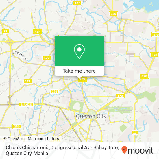 Chica's Chicharronia, Congressional Ave Bahay Toro, Quezon City map