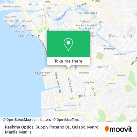 Reshma Optical Supply Paterno St., Quiapo, Metro Manila map