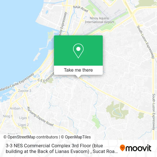 3-3 NES Commercial Complex 3rd Floor (blue building at the Back of Lianas Evacom) , Sucat Road map