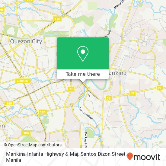 Marikina-Infanta Highway & Maj. Santos Dizon Street map