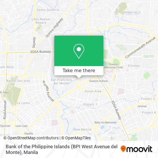 Bank of the Philippine Islands (BPI West Avenue del Monte) map