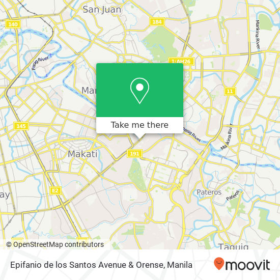 Epifanio de los Santos Avenue & Orense map