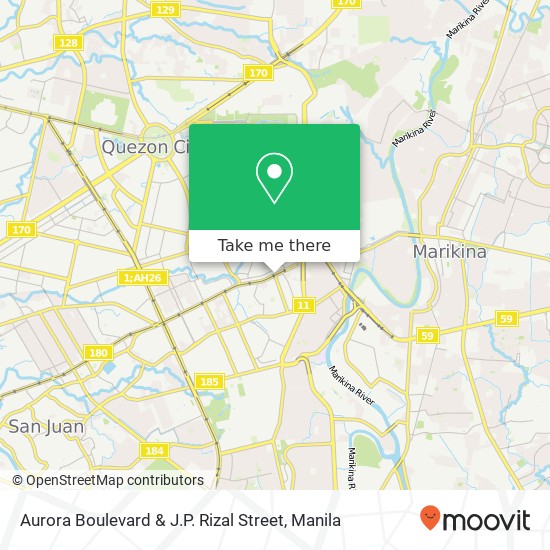 Aurora Boulevard & J.P. Rizal Street map