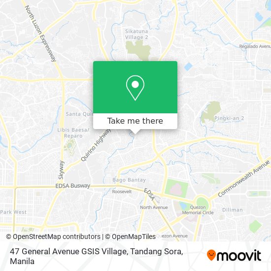 47 General Avenue GSIS Village, Tandang Sora map