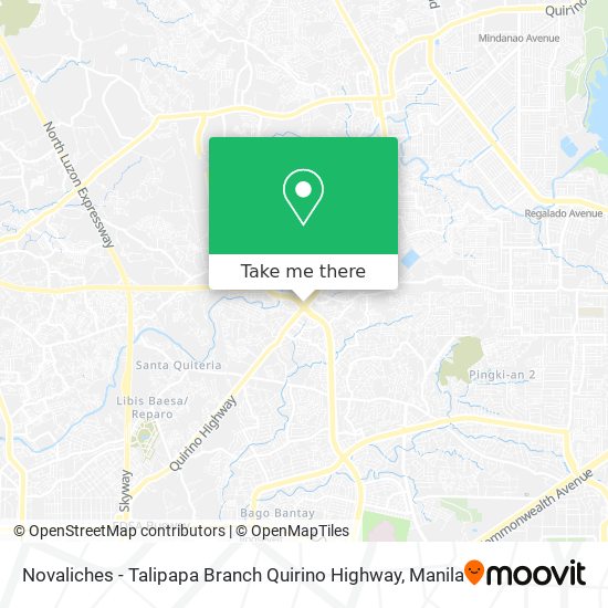 Novaliches - Talipapa Branch Quirino Highway map
