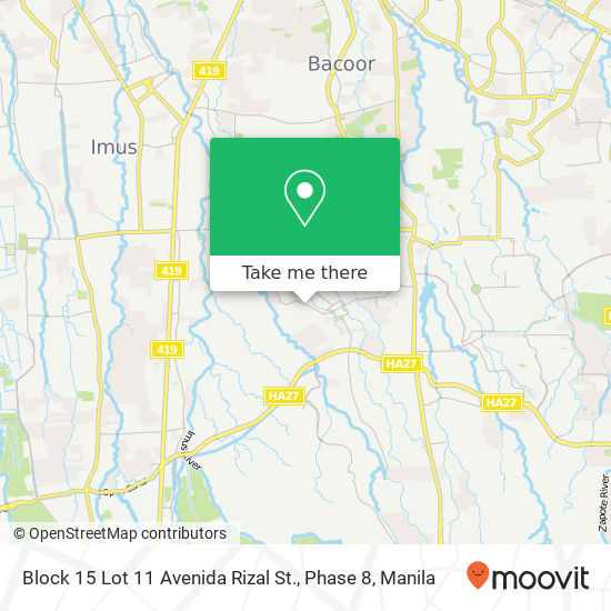 Block 15 Lot 11 Avenida Rizal St., Phase 8 map