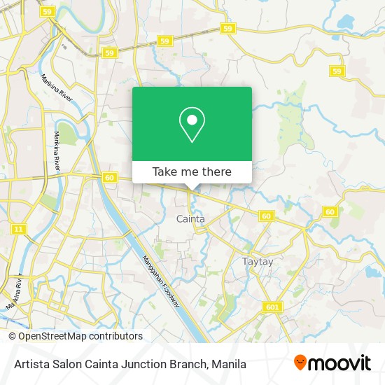 Artista Salon Cainta Junction Branch map