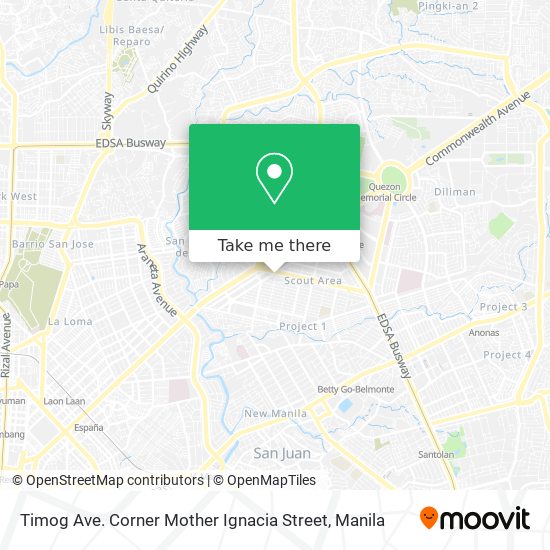 Timog Ave. Corner Mother Ignacia Street map