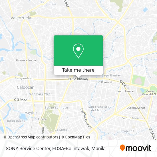 SONY Service Center, EDSA-Balintawak map