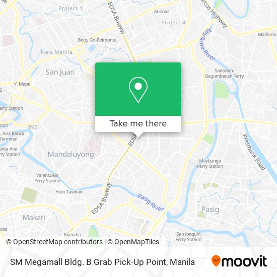 SM Megamall Bldg. B Grab Pick-Up Point map