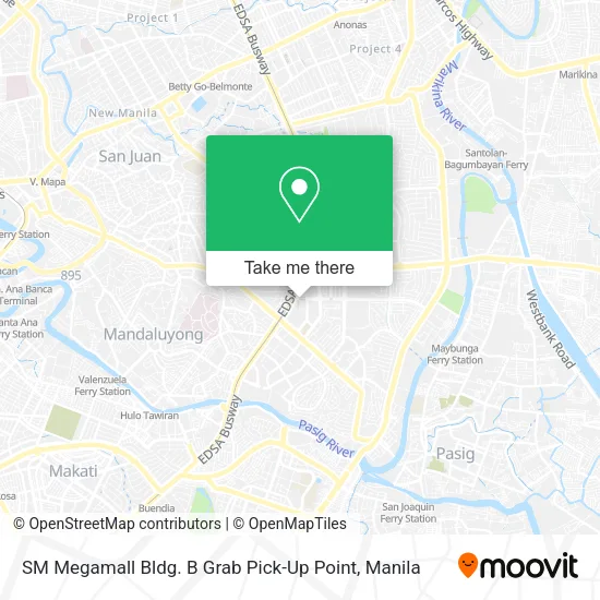 SM Megamall Bldg. B Grab Pick-Up Point map