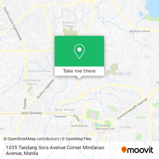 1035 Tandang Sora Avenue Corner Mindanao Avenue map