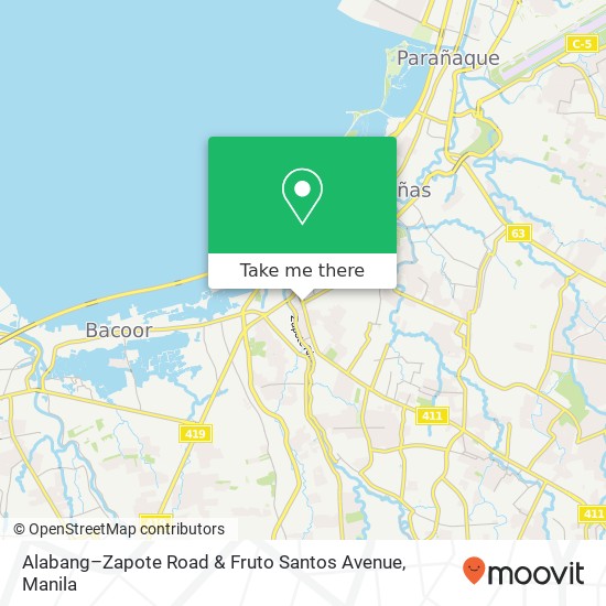 Alabang–Zapote Road & Fruto Santos Avenue map