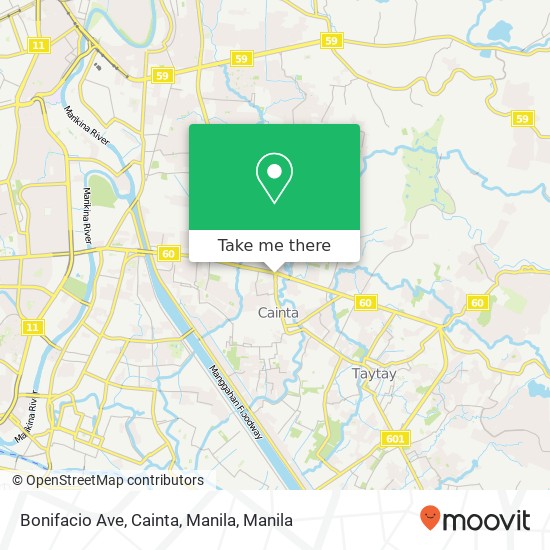 Bonifacio Ave, Cainta, Manila map