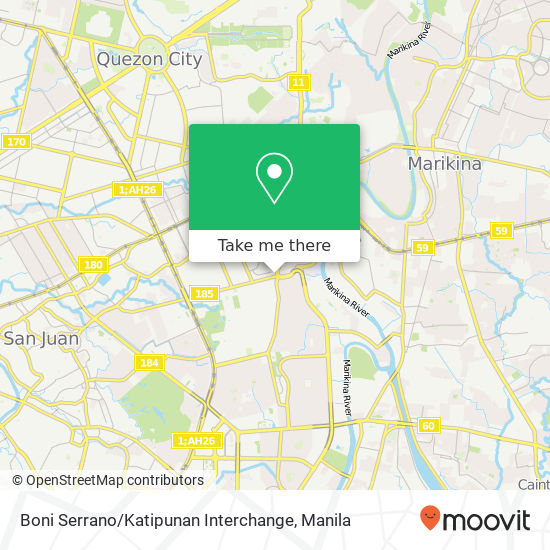 Boni Serrano / Katipunan Interchange map