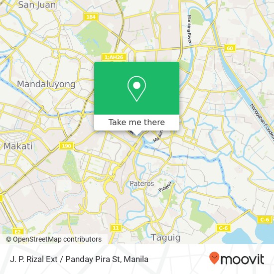 J. P. Rizal Ext / Panday Pira St map