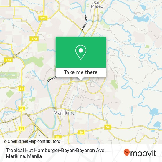 Tropical Hut Hamburger-Bayan-Bayanan Ave Marikina map