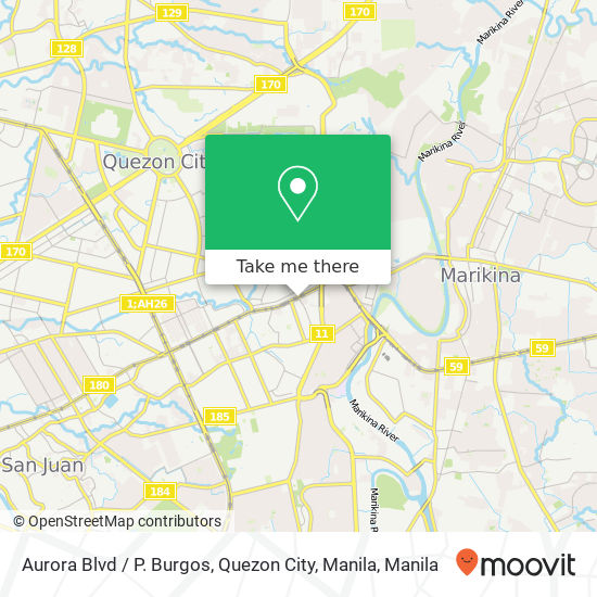 Aurora Blvd / P. Burgos, Quezon City, Manila map